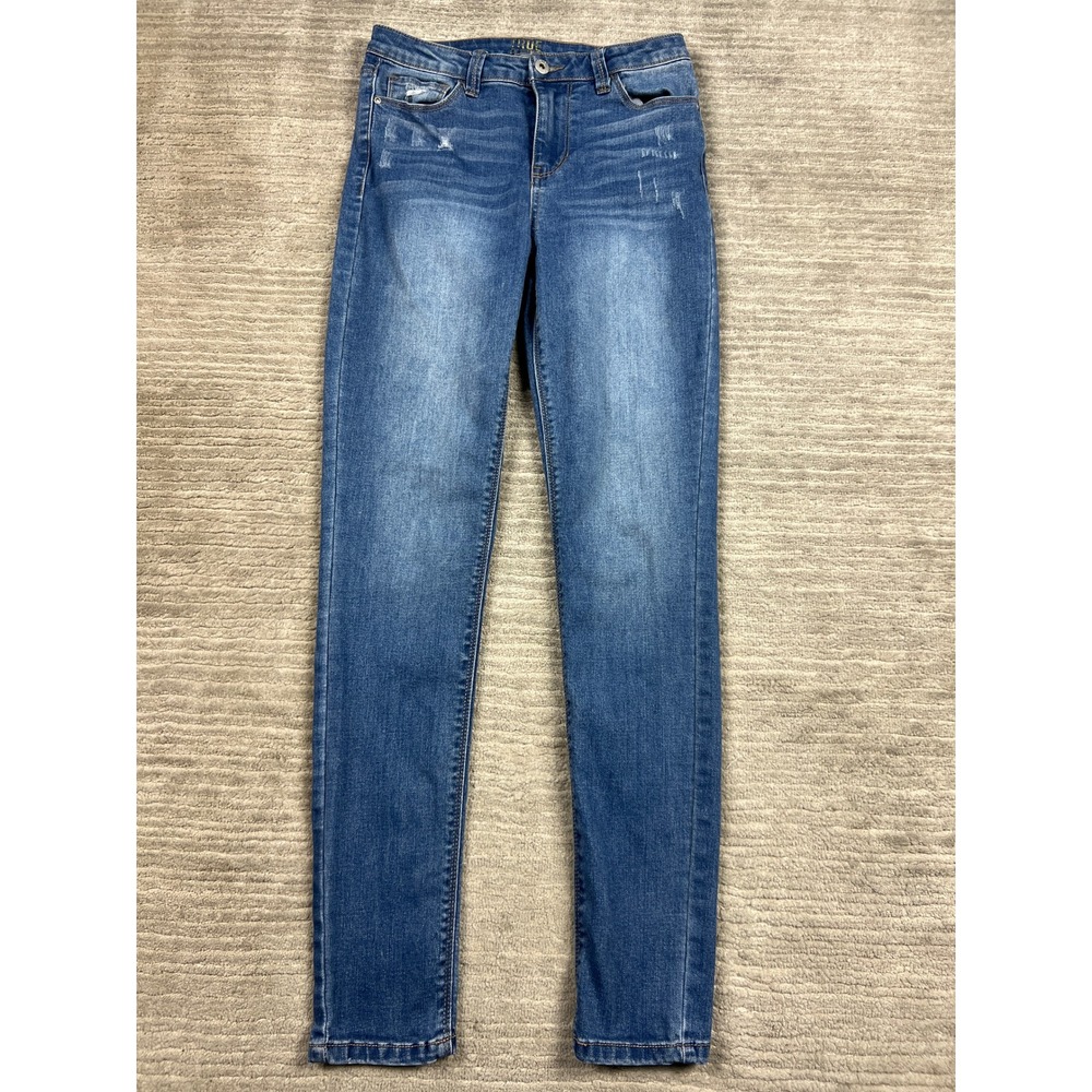 True Craft Jeans Women‎ 7 Blue Skinny Medium Wash Distressed Mid Rise Slim Fit